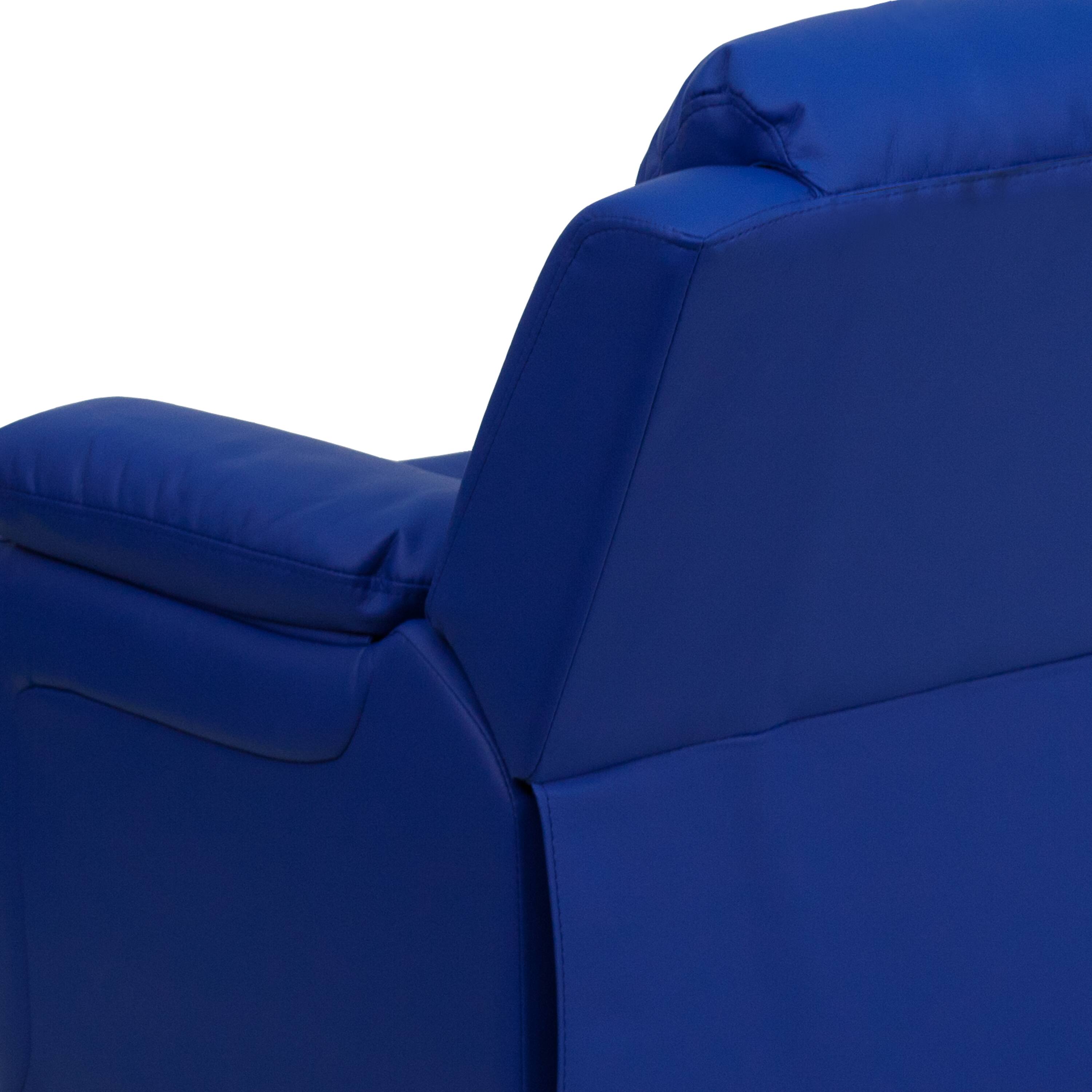 Alt View 10. Emma + Oliver - Deluxe Padded Contemporary Kids Recliner with Storage Arms - Blue Vinyl.