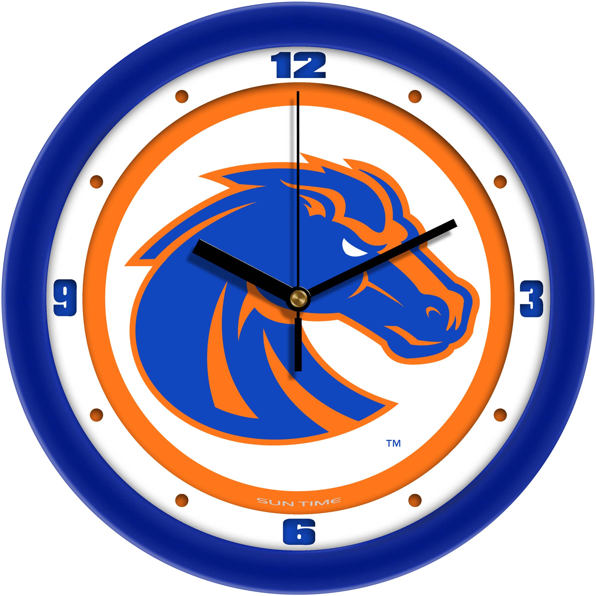 MpDirect - Boise State Broncos 11.5'' Suntime Premium Glass Face Traditional Logo Wall Clock - Multicolor