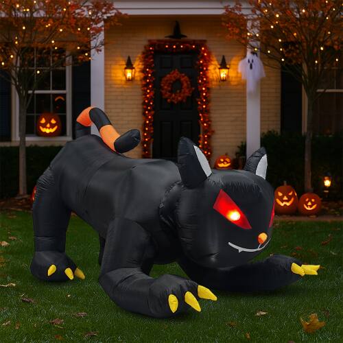 Alt View 10. Winado - 6.5 FT Halloween Inflatables Animated Black Cat with Shakable Head for Outdoor Decoration - Multicolor.
