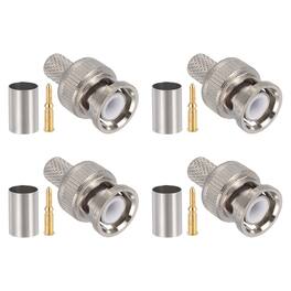 Unique Bargains - 4pcs BNC Male Crimp Connector, 5mm 50 Ohm PTFE Insulation for RG6/5D-FB/LMR300 Coax Wireless Internet High Quality - Silver