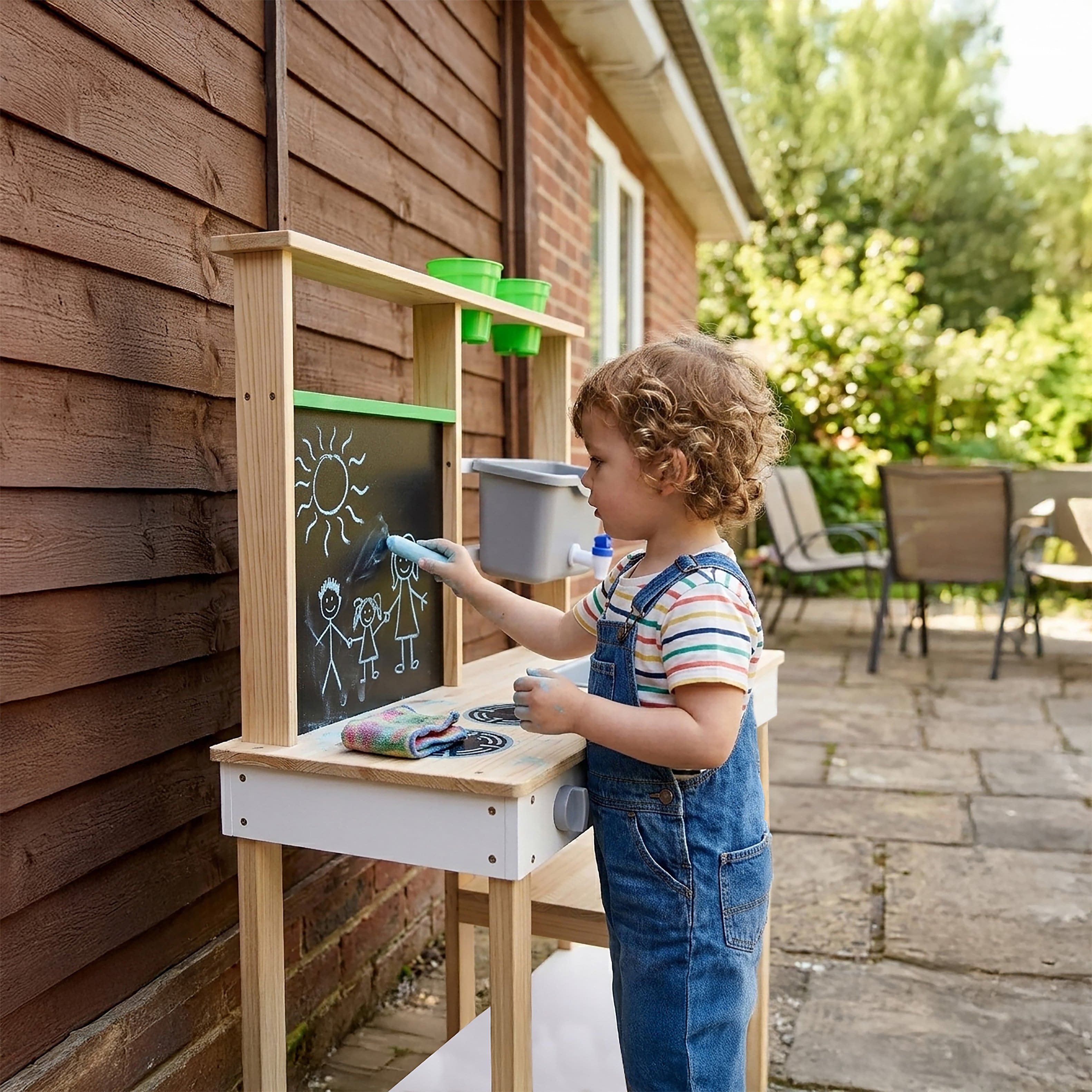 Teamson Kids - Clover Wooden Play Mud Kitchen - Natural