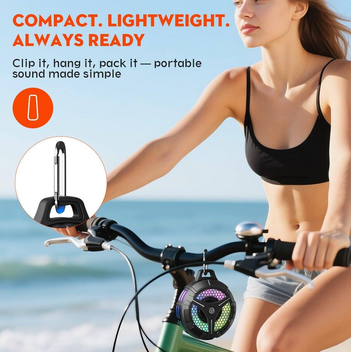 COMPACT. LIGHTWEIGHT. ALWAYS READY

Clip it, hang it, pack it — portable sound made simple