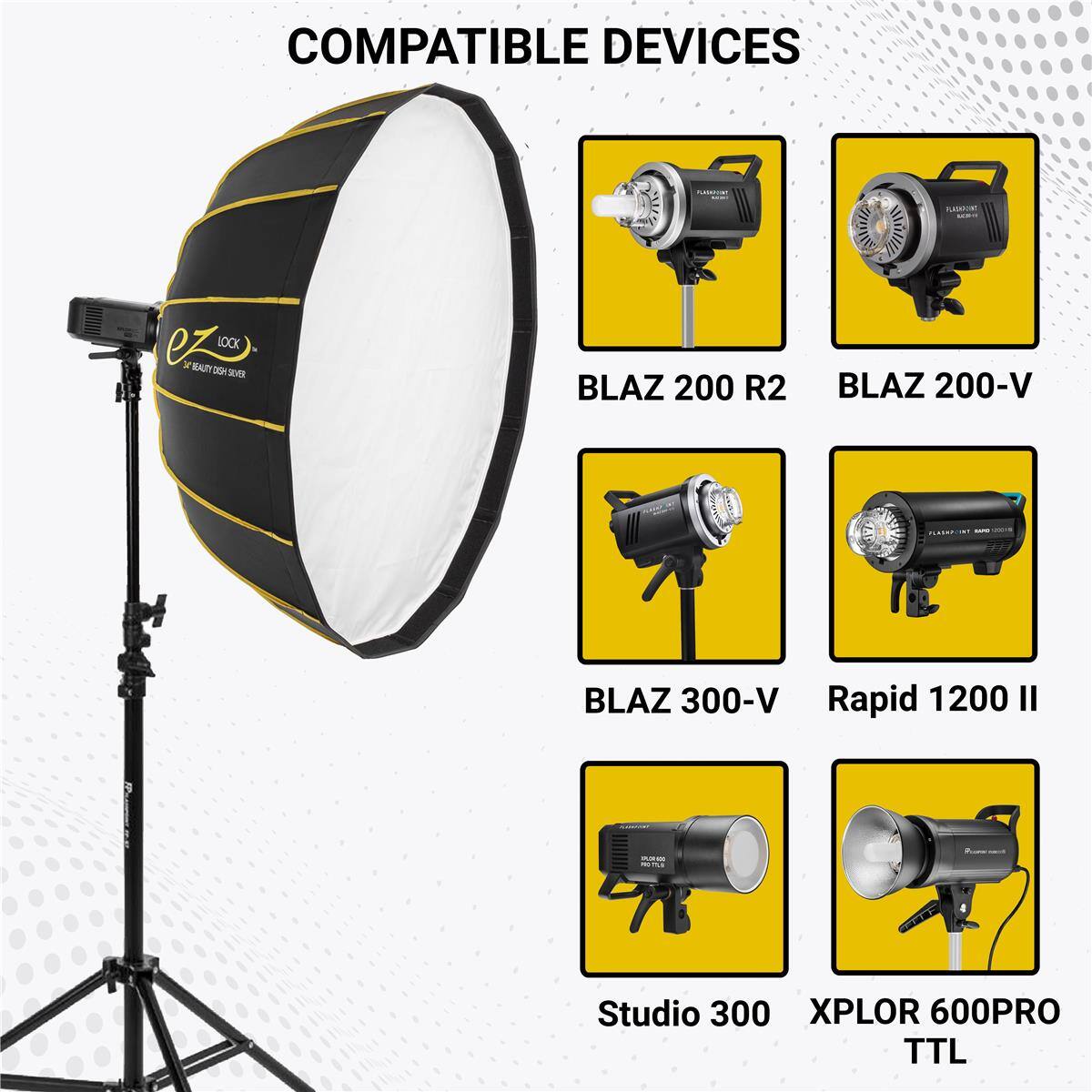 COMPATIBLE DEVICES

- AAVSCON ez LOCK
- RARI RADG
- OH 30ER
- BLAZ 200 R2
- BLAZ 200-V
- BLAZ 300-V
- Rapid 1200 II
- Studio 300
- XPLOR 600PRO TTL