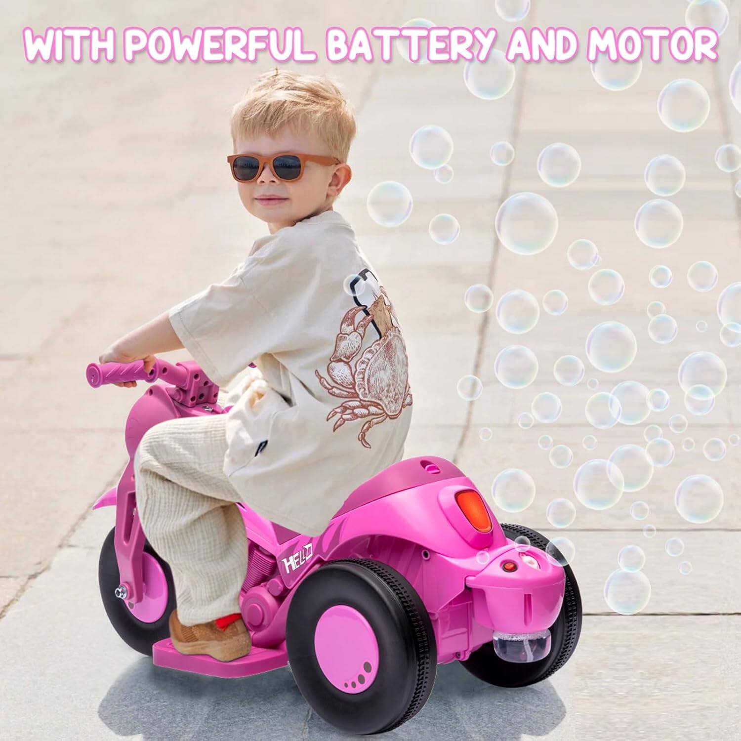 Homhougo Kids Ride on Bubble Car, 6V Battery Powered Ride On Motorcycle ...