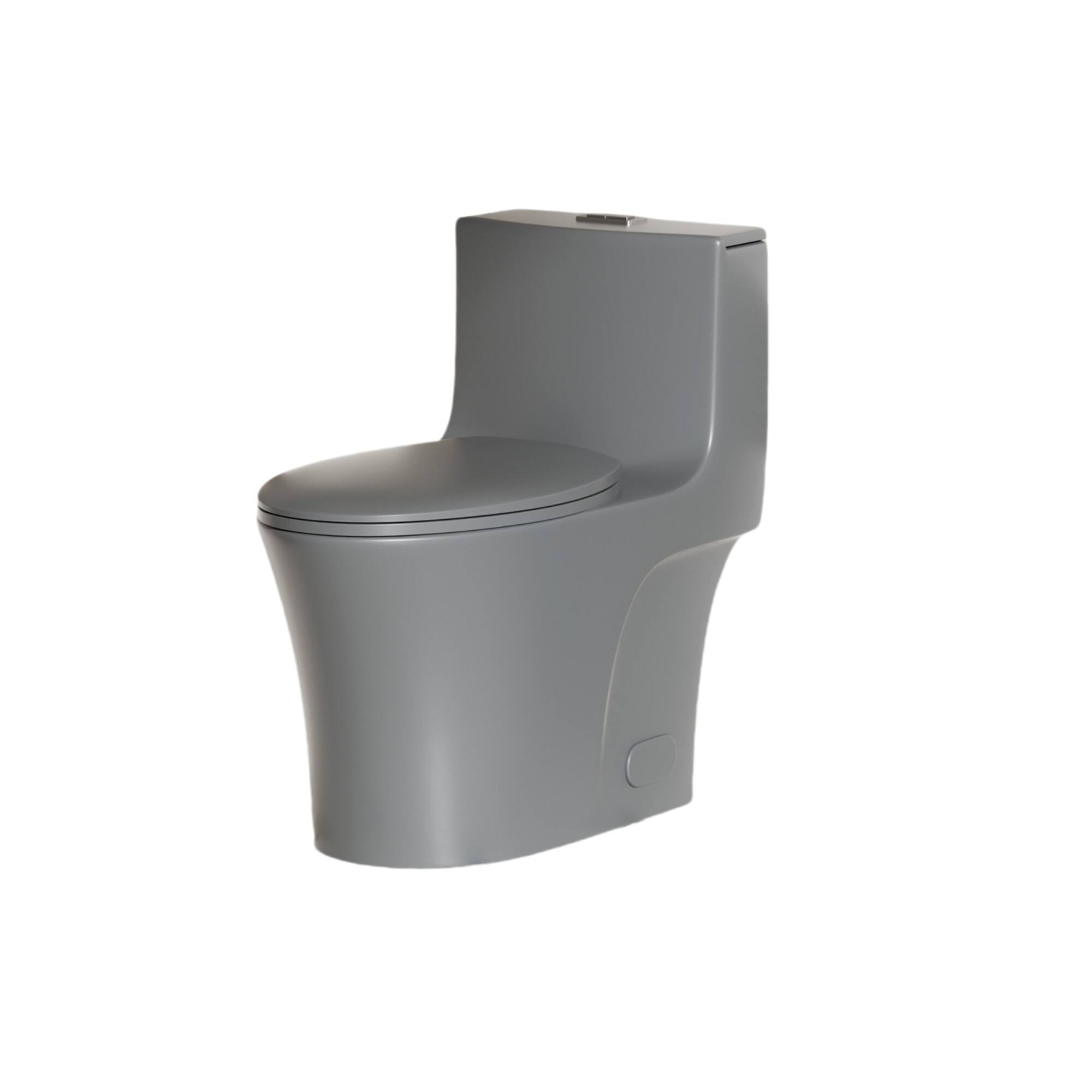 Front. Ecooso - One-Piece Elongated Toilet 1.1/1.6 GPF Dual Flush MAP 1000g, ADA Height 17", 12" S-Trap - LIGHT GREY.