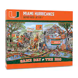 YouTheFan - Miami Hurricanes 10.5" x 28" Game Day at the Zoo 500-Piece Puzzle - Multicolor