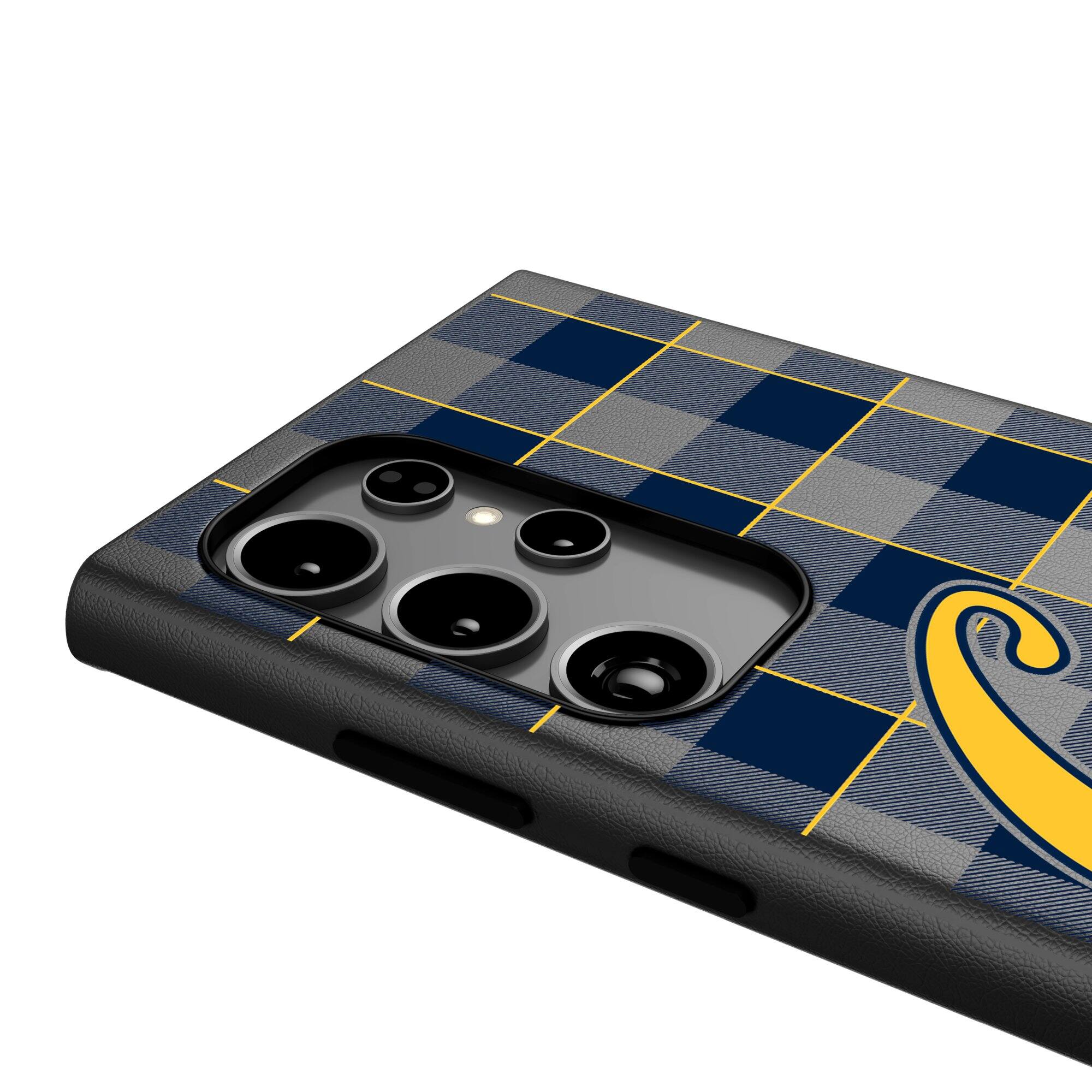 Alt View 3. Keyscaper - Cal Bears Plaid Galaxy Magnetic Bump Case - S25 - Black.