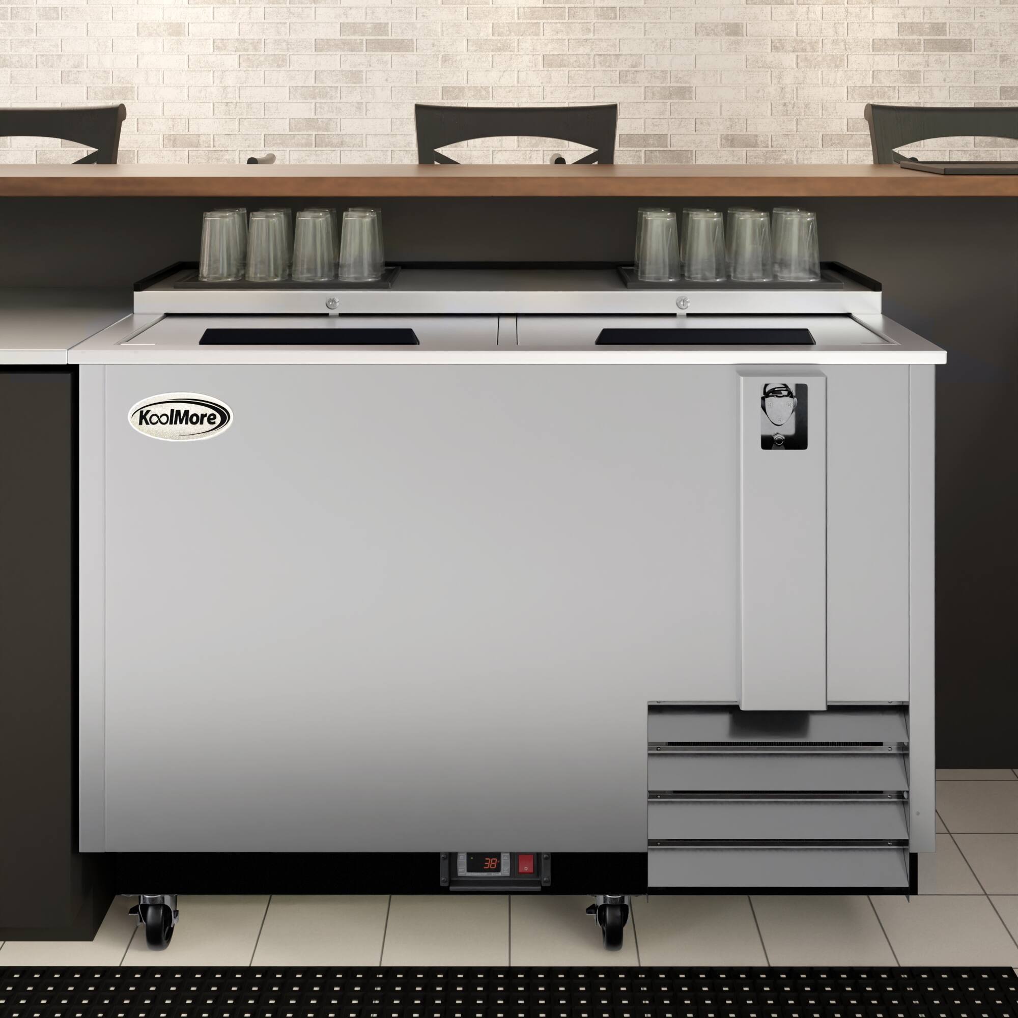 Back. Koolmore - 50 in. Commercial Bottle Cooler in Stainless-Steel with Built-In Opener, ETL Listed, 14 cu. ft. (KM-BOC50-SS) - Stainless steel.