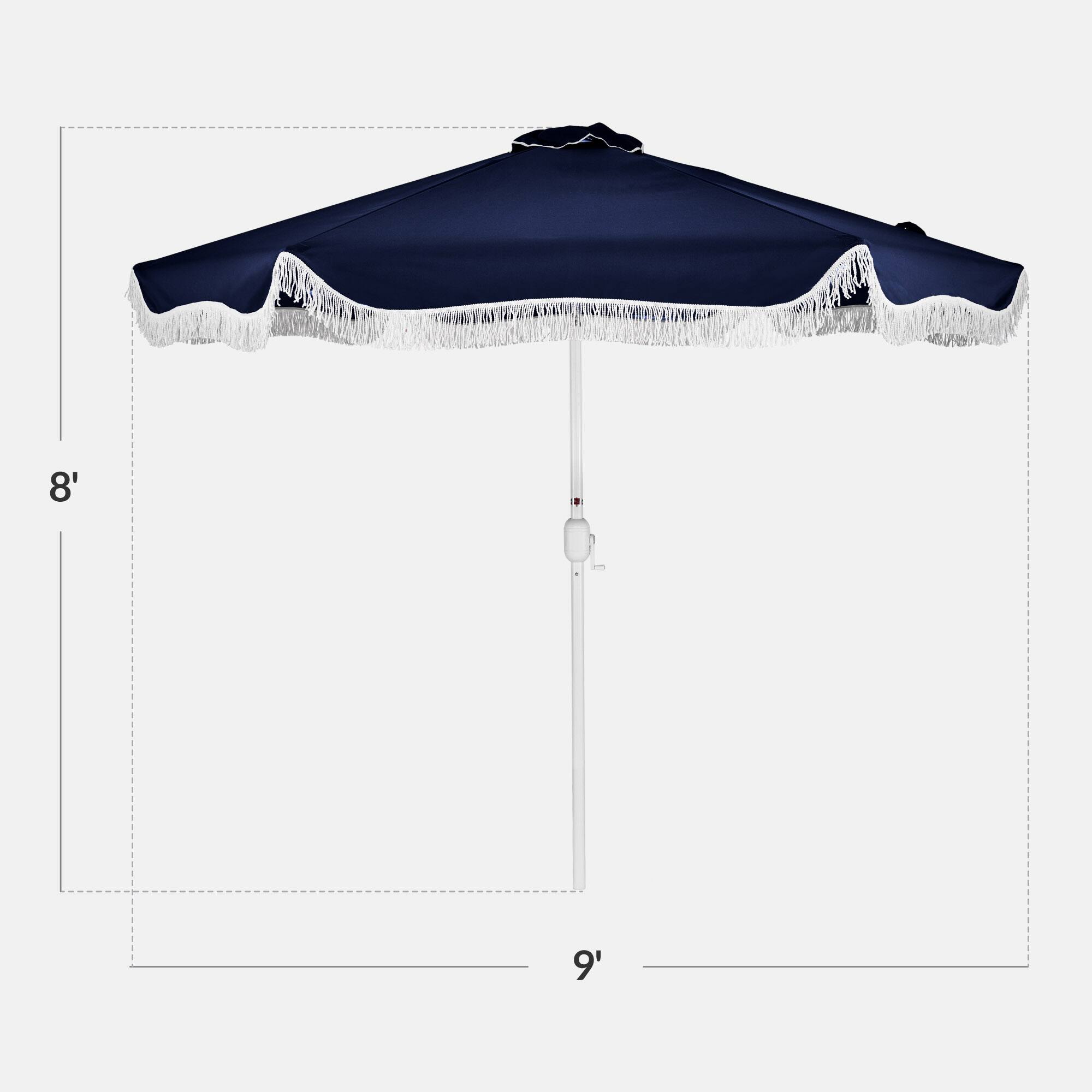 Alt View 1. Best Choice Products - Best Choice Products 9ft Fringe Market Umbrella  Boho Patio Sunshade w/ Tilt, UPF50+ - Navy Blue - Navy Blue.