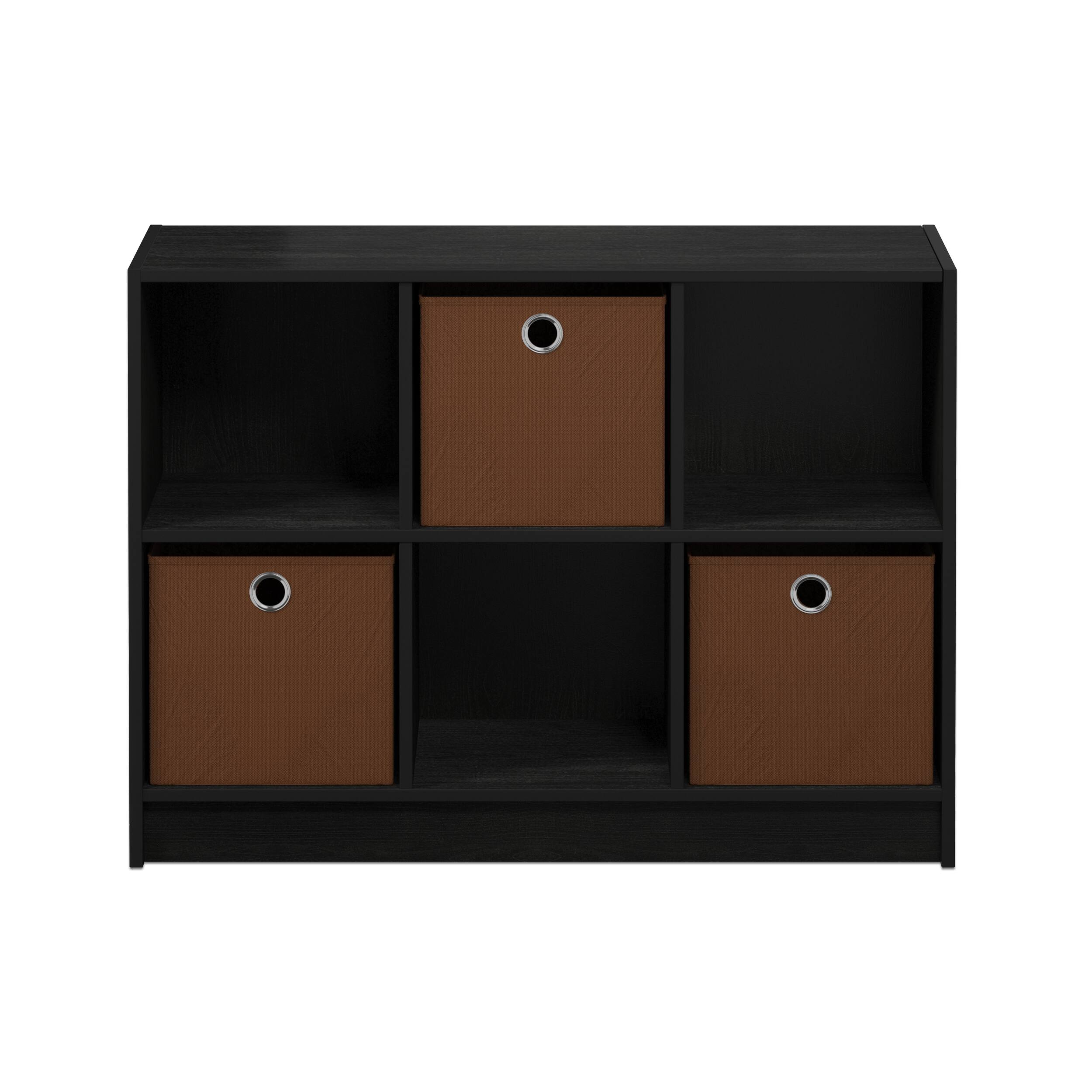 Alt View 1. Furinno - Basic 3x2 Bookcase Storage wBins - Americano/Medium Brown.