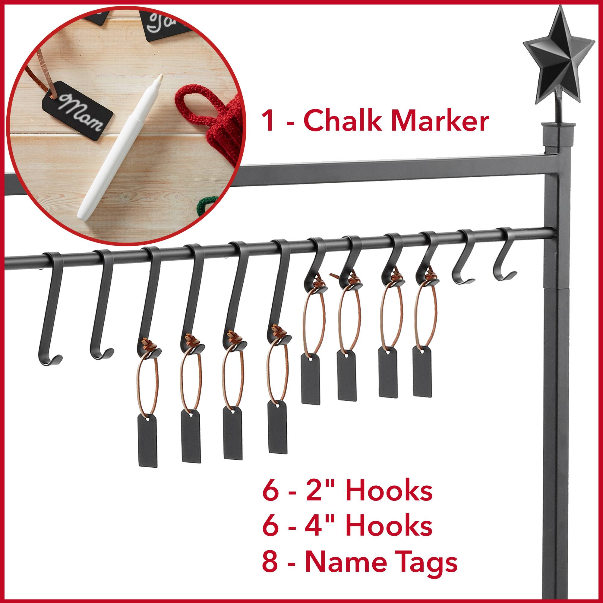 1 - Chalk Marker  
6 - 2" Hooks  
6 - 4" Hooks  
8 - Name Tags