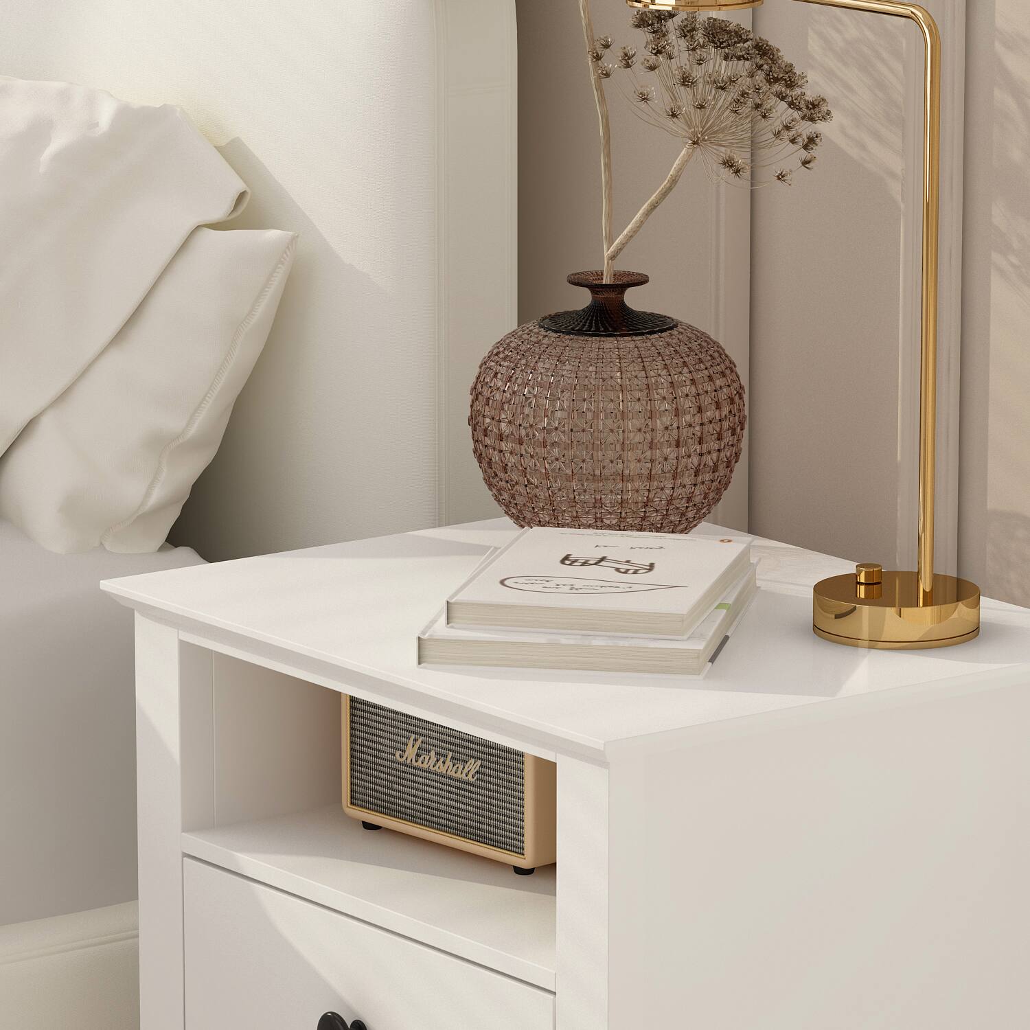 Alt View 2. FUFU & GAGA - FUFU&GAGA 2 - Drawer Nightstand: Minimalist Storage for Modern Homes - White.