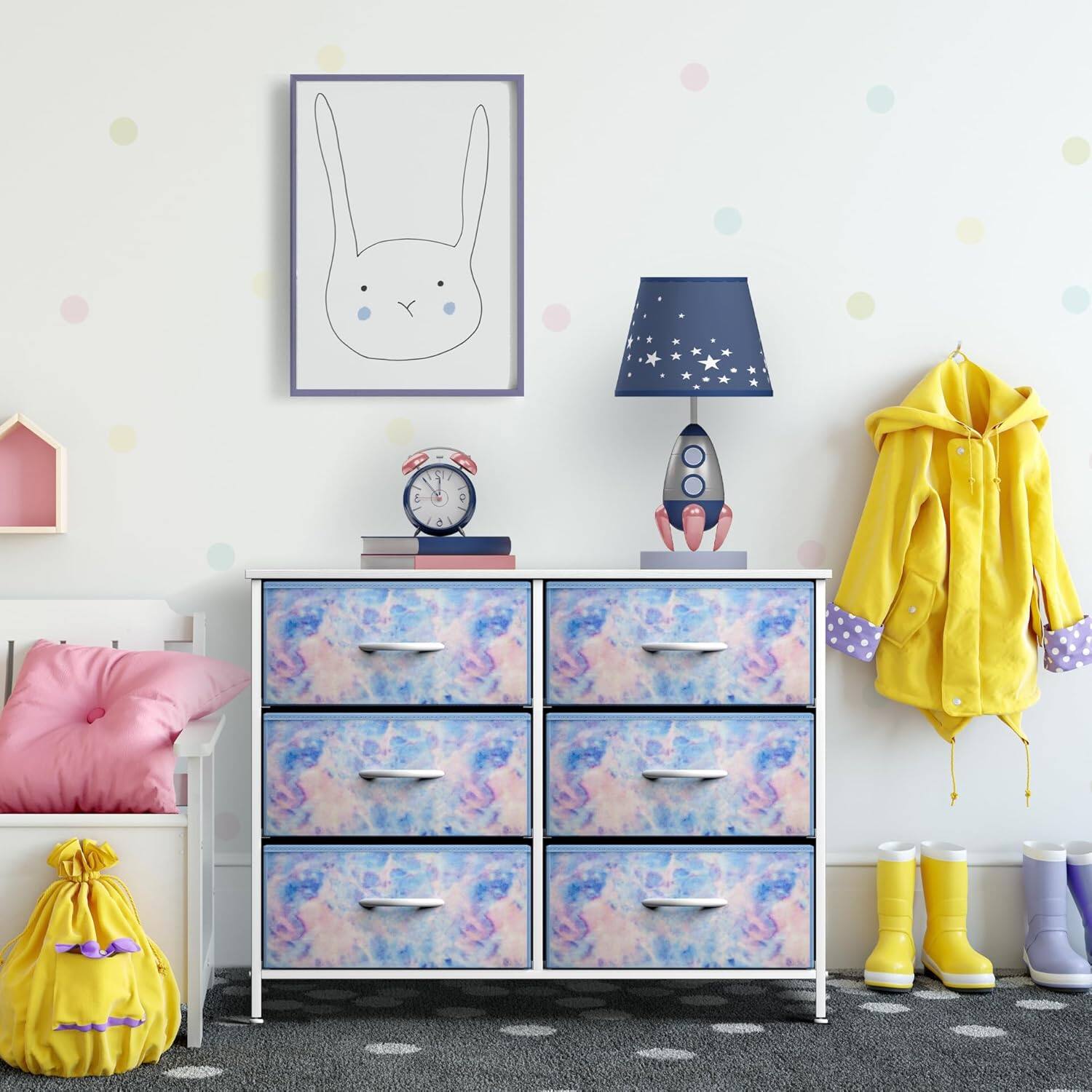 Alt View 5. Sorbus - Sorbus Dresser with 6 Drawers, Furniture Storage Tower Unit for Bedroom, Hallway, Closet Wood Top Fabric Drawers Chest - Blue Tie-Dye.