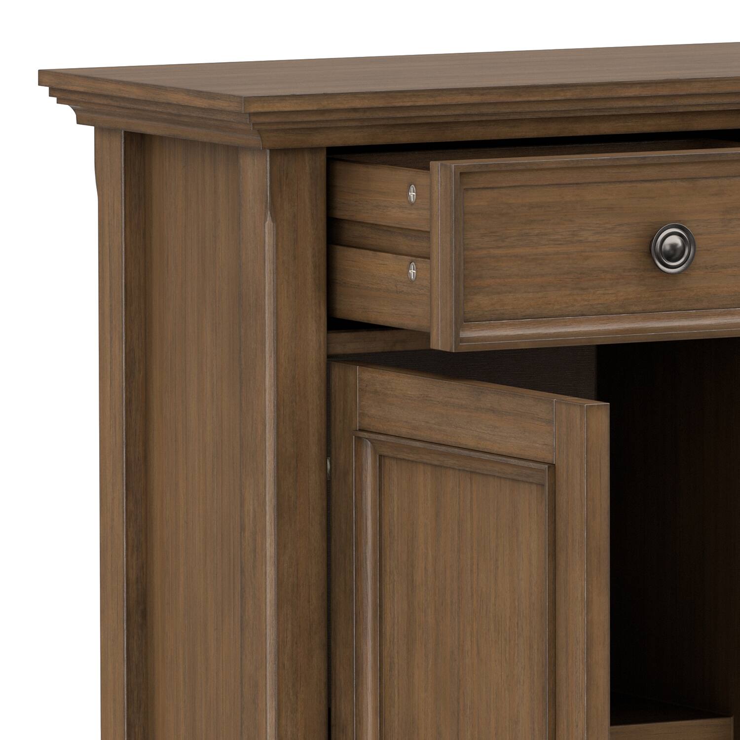 Alt View 8. Simpli Home - Amherst 36 inch Wide Solid Wood Transitional Entryway Storage Cabinet in Rustic Natural Aged Brown - Rusted Natural Aged Brown.