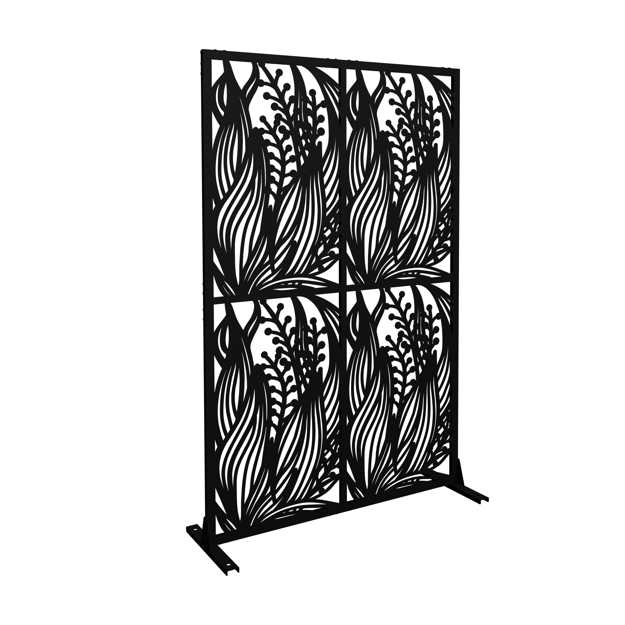 Alt View 4. Loheer - Decorative Metal Privacy Screen 3.8 ft x 6 ft Freestanding Room Divider for Patio Balcony Garden - Black.
