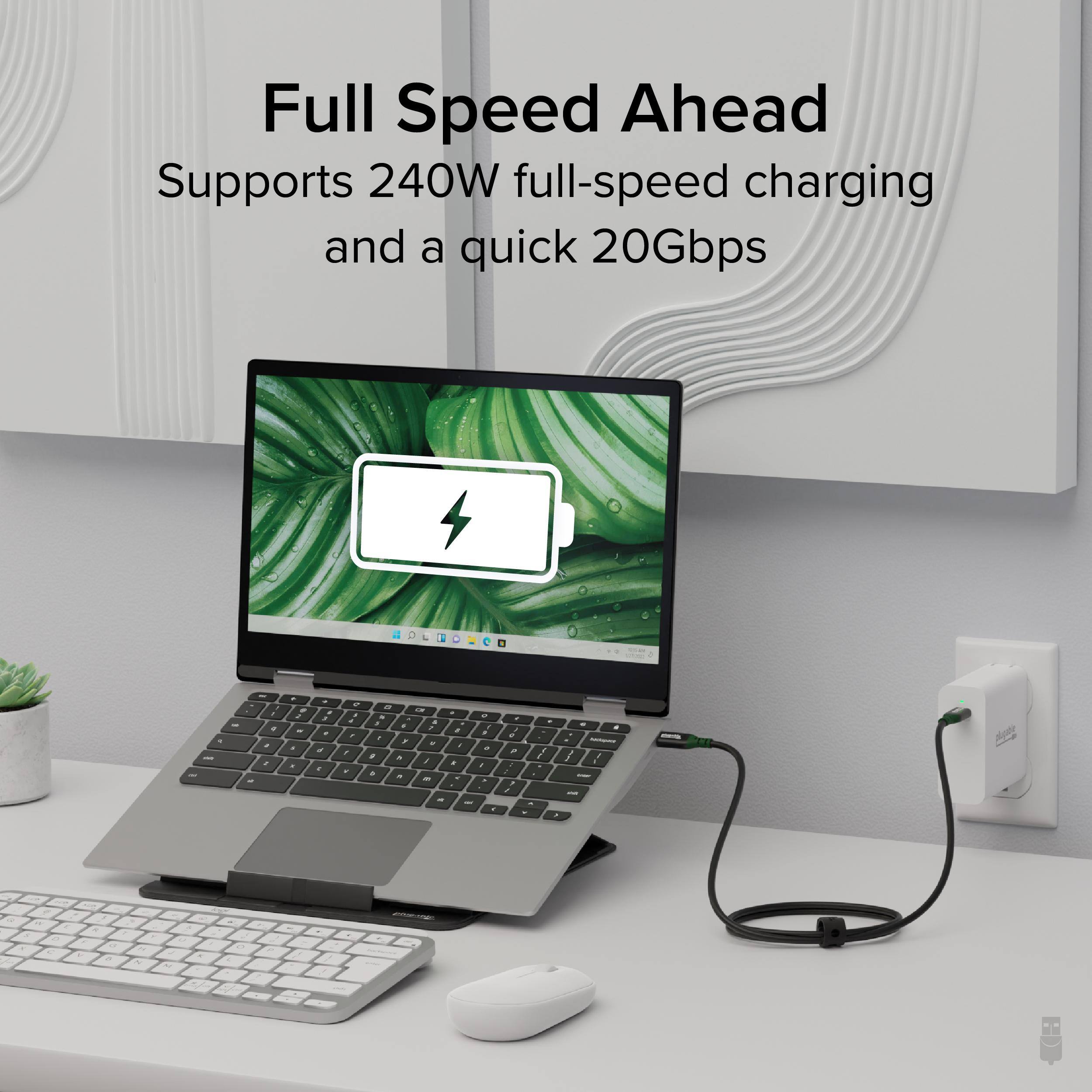 Full Speed Ahead
Supports 240W full-speed charging and a quick 20Gbps
