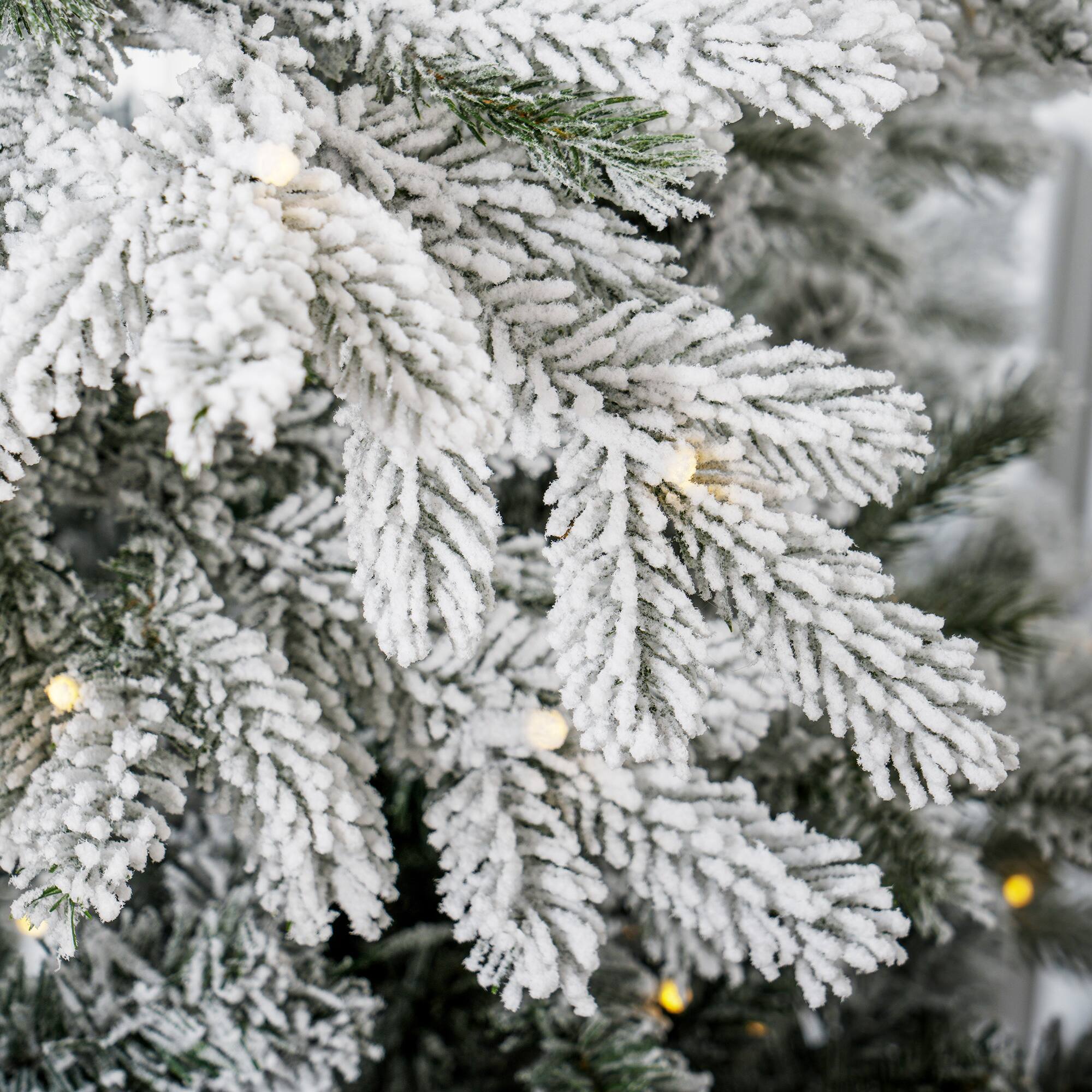 Alt View 8. Homcom - Prelit Snow Flocked Artificial Christmas Tree, Warm White LEDs, 1650 Tips, Metal Base, Hinged Realistic - green.