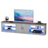 Bestier - 80" TV Stand for TVs up to 85" with LED Lights Entertainment Center for Living Room - White
