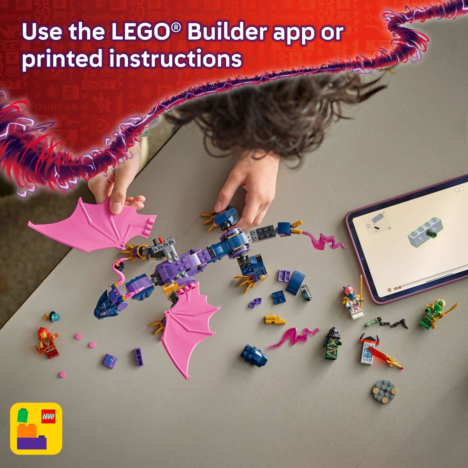 Use the LEGO Builder app or printed instructions