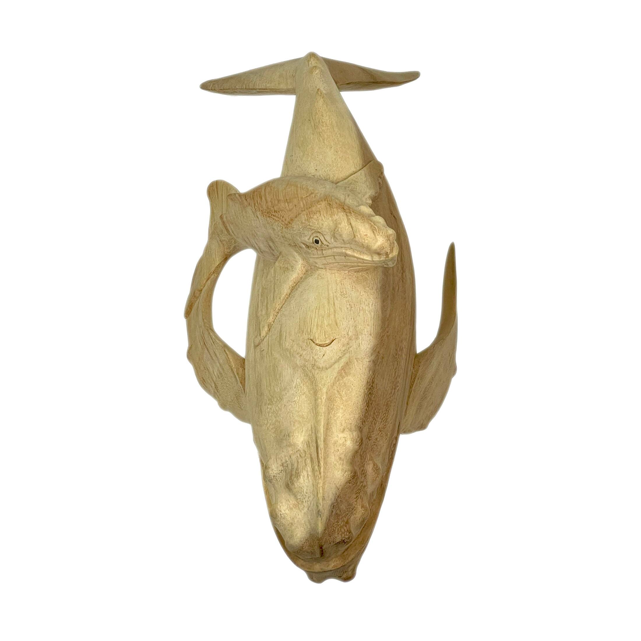 Alt View 1. Contrast Inc. - Beautiful Carved Teak Wood Humpback Whale and Baby Tabletop Statue 20 Inch - Natural.