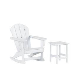 WestinTrends - Malibu Outdoor Patio Rocking Adirondack Chairs with Side Table Set - White