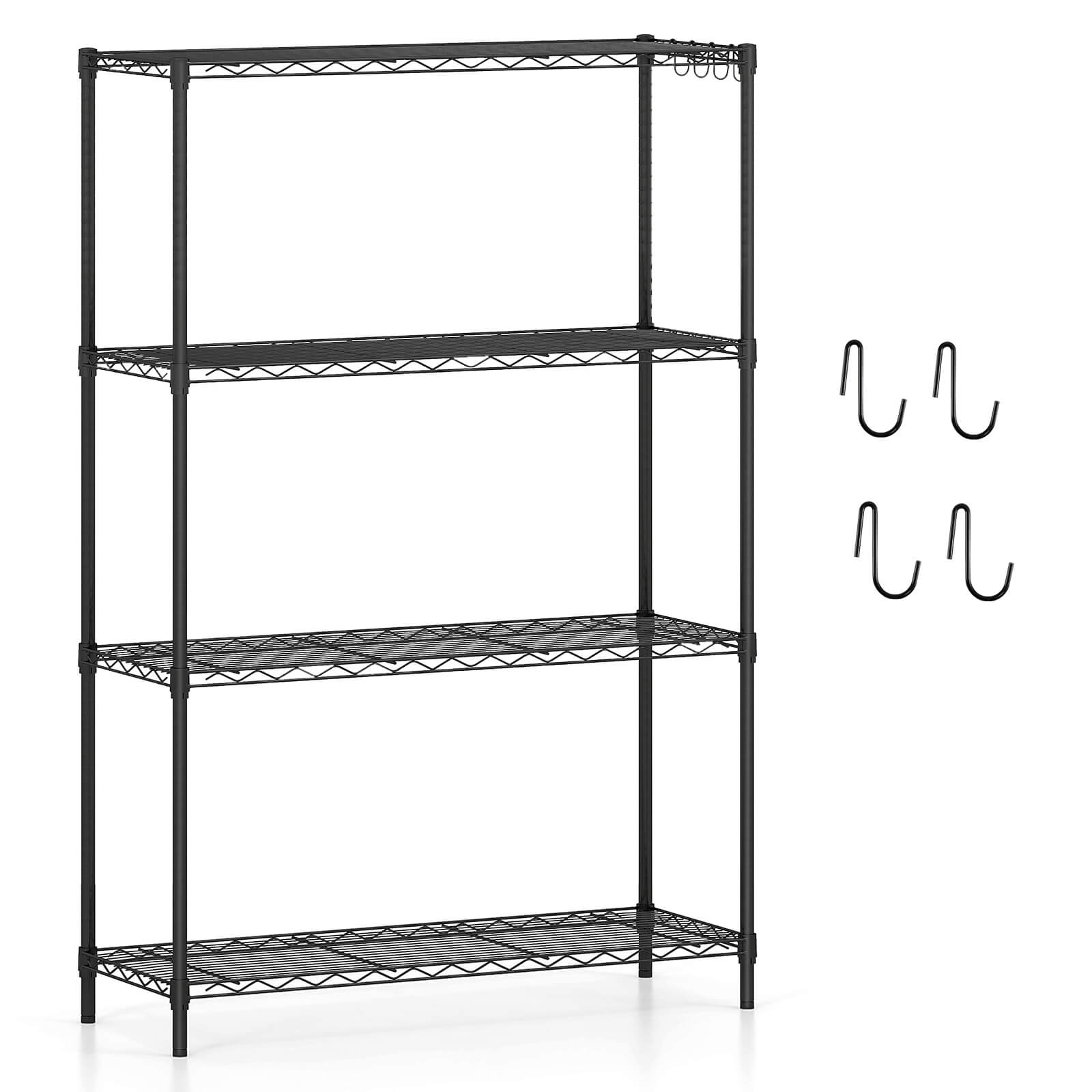 Alt View 9. Costway - Costway 4-Tier Metal Storage Shelving Unit, 1000 LBS Storage Organizer with V-Shaped Rack - Black.