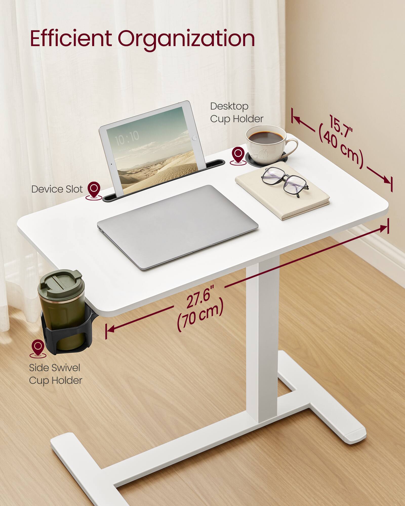 Efficient Organization Device Slot 10:10 Desktop Cup Holder (15.7" (40 cm)) 27.6" (70 cm) Side Swivel Cup Holder