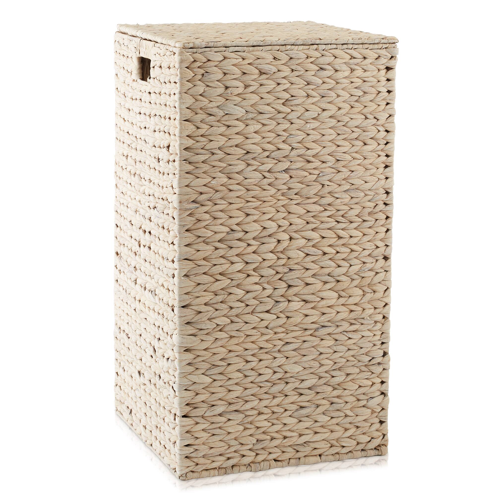Alt View 3. Casafield - Square Laundry Hamper Basket w Lid and Liner for Clothes - Water Hyacinth - Whitewash.