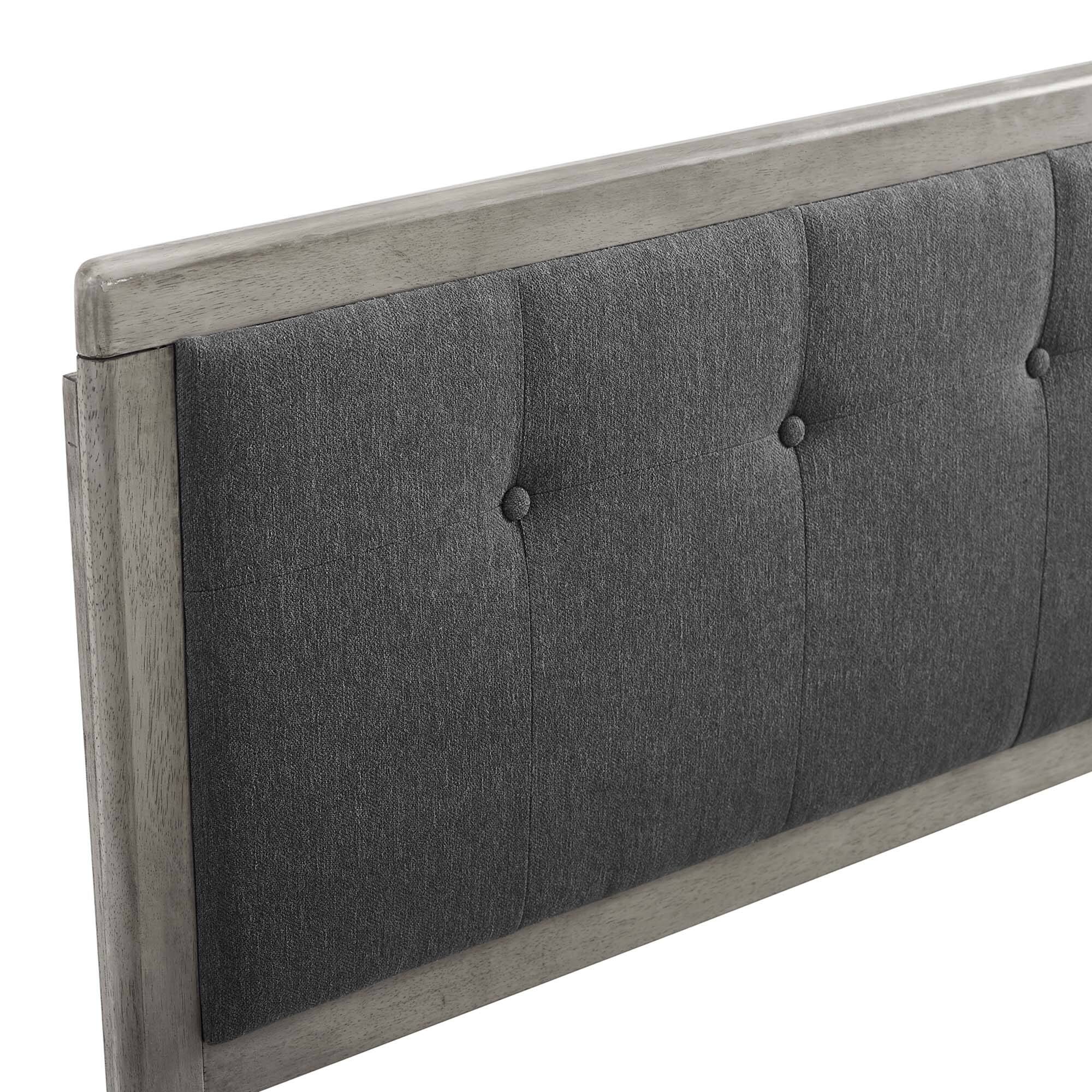 Back. Modway - Draper Tufted Fabric and Wood Queen Headboard by Modway - Gray Charcoal.