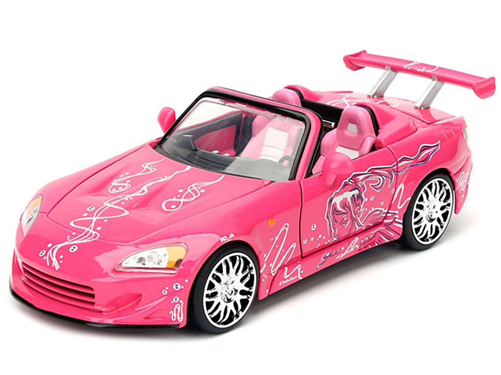 Alt View 5. Jada - Suki's 2001 Honda S2000 Convertible Pink "25 Years of Fast & Furious" "2 Fast 2 Furious" (2003) Movie 1/24 Model by Jada.
