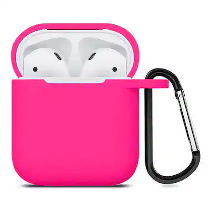 Front. Entronix - Entronix Liquid Silicone Case for Apple AirPods 1st and 2nd Generation - Hot Pink.