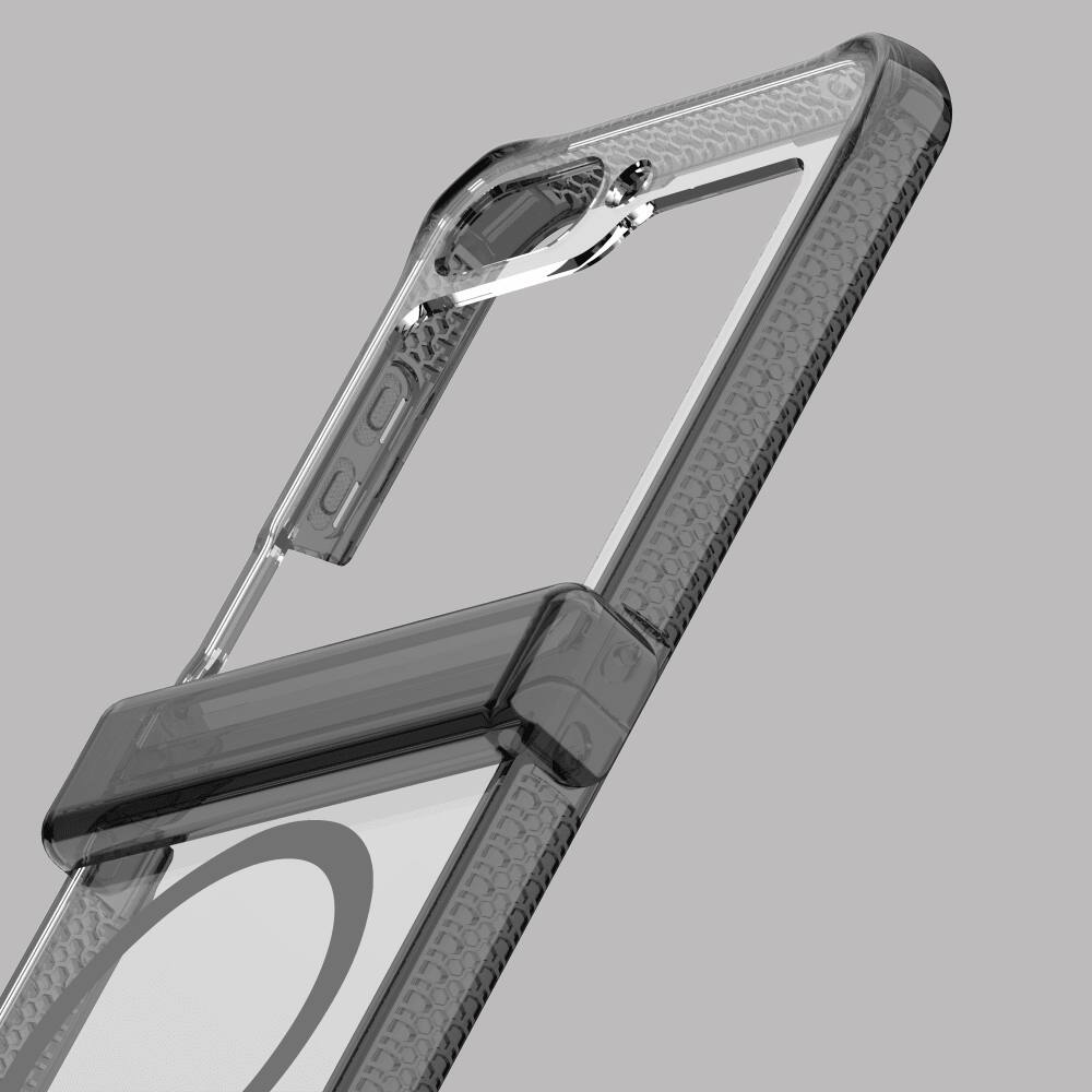 Alt View 3. Itskins - ITSKINS Supreme_R Clear // Hinge Case for MagSafe for Galaxy Z Flip5 - Smoke - Gray.