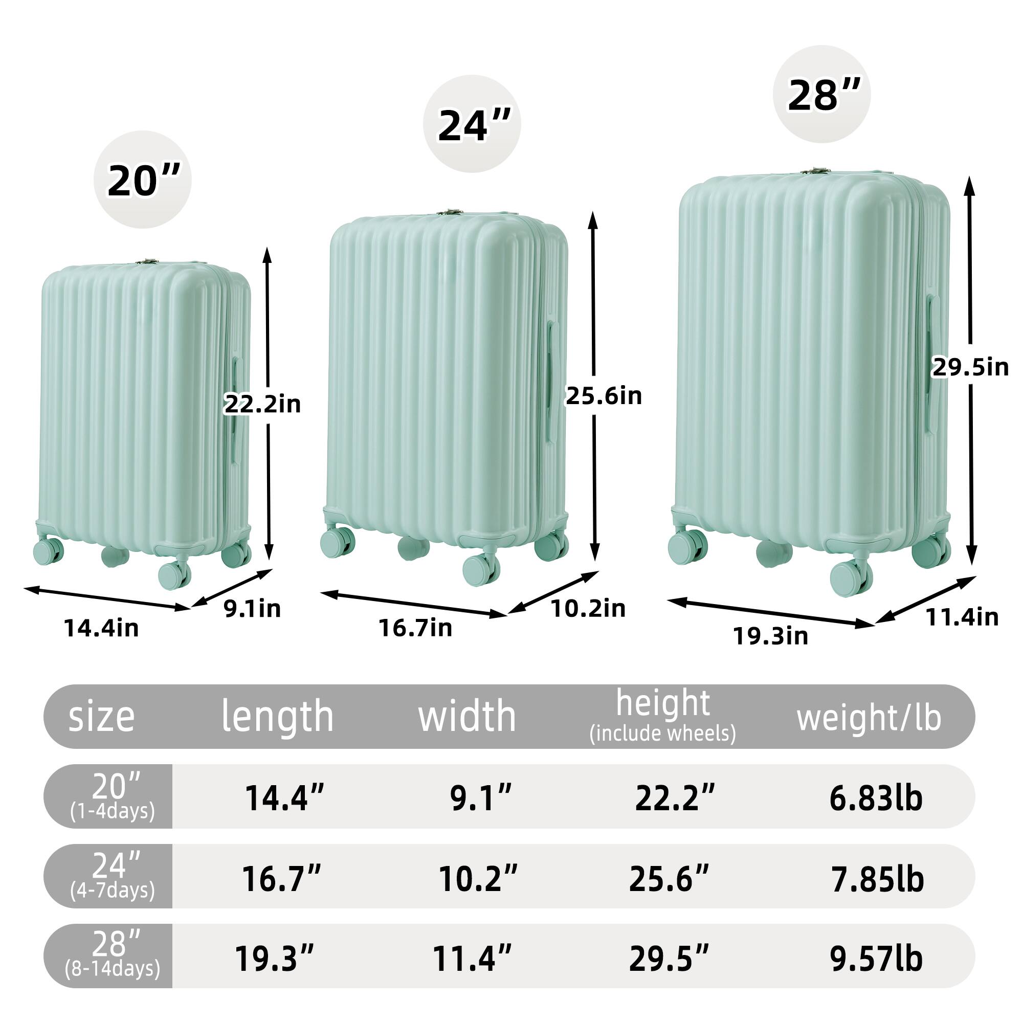 MERAVOM 3 Piece Hardshell Luggage Set (20