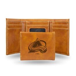 Rico Industries - Colorado Avalanche NHL Laser Engraved Brown Trifold Wallet - Multi