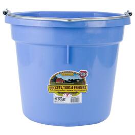 Little Giant - Flat Back Plastic Animal Feed Bucket, Handle, 20 Qt - BERRY BLUE