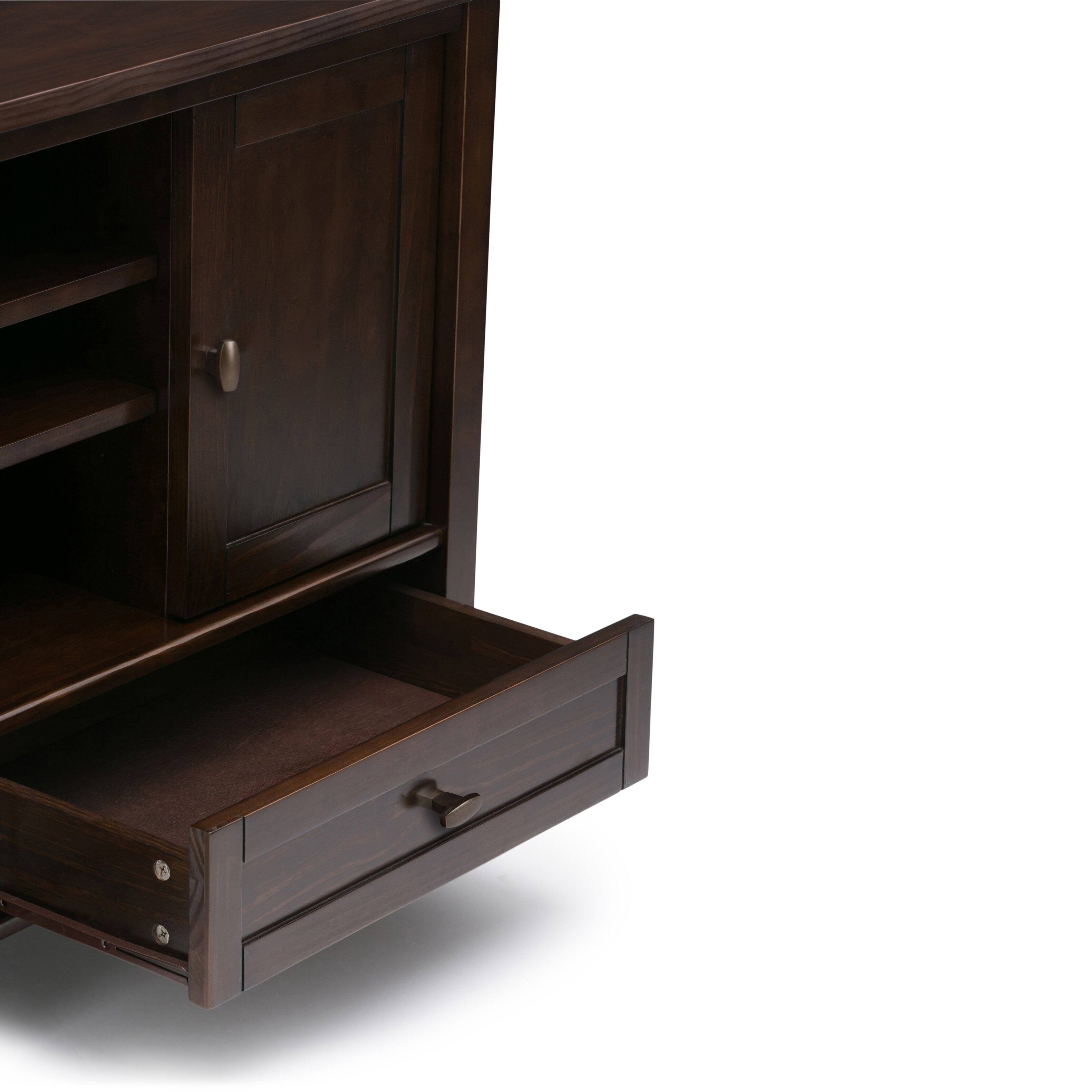 Back. Spaco - Spaco Solid Wood TV Stand for 50" TVs, Entertainment Center Media Console with 2 Drawers Side Cabinets and Open Storage - Dark Brown.