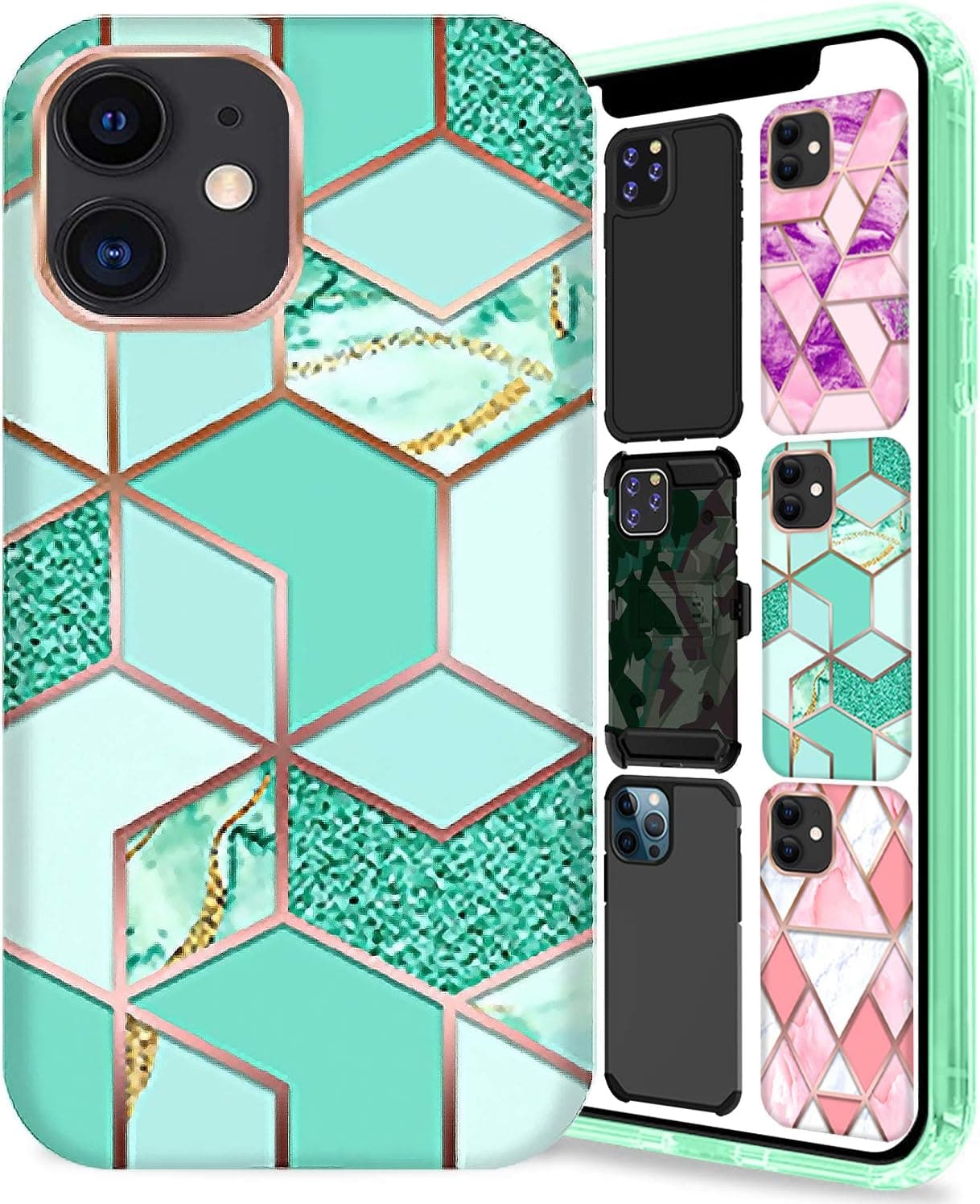 DuraSafe Cases - iPhone 12/iPhone 12 PRO - 6.1" Slim Printed Protective Phone Case - Green Marble