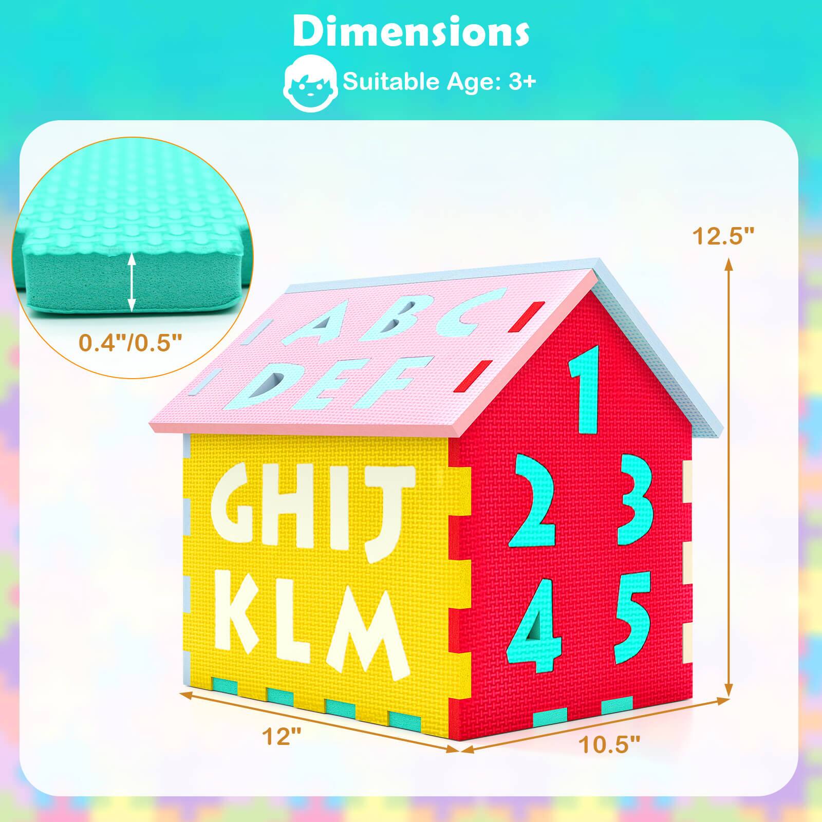 Dimensions  
Suitable Age: 3+  

12.5"  
12"  
10.5"  

0.4"/0.5"  

ABC DEF  
1 GHIJ  
23 2  
45 4  
KLM 5