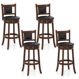 Gymax - 30.5'' Swivel Bar Stool Set of 4 Counter Height Bar Stools Armless Chairs for Pub - Espresso, Black