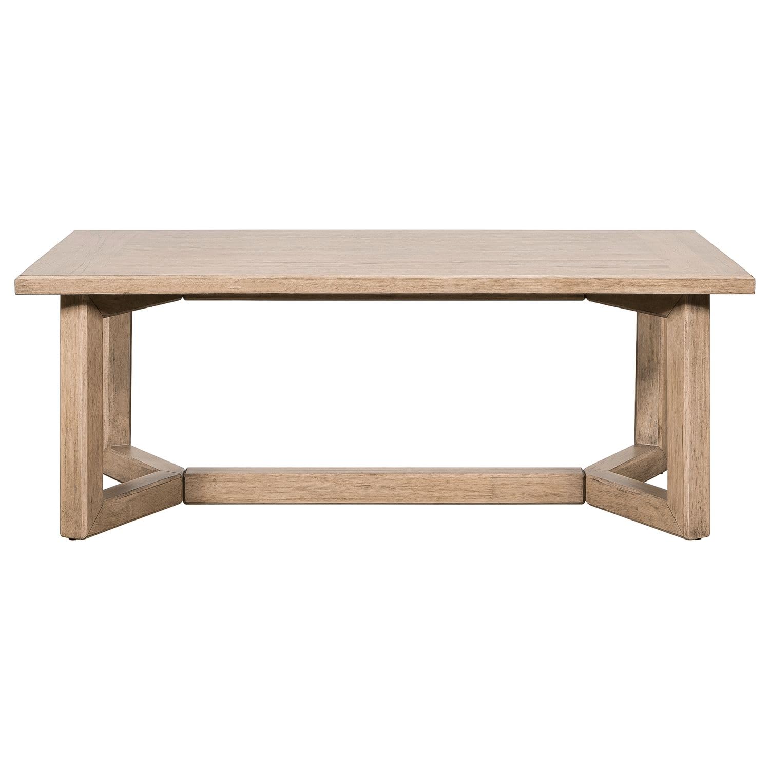 Back. Liberty Furniture Industries - Living Room Rectangular Cocktail Table Center Trestle - Barley Buff Birch Wood - Barley Buff.
