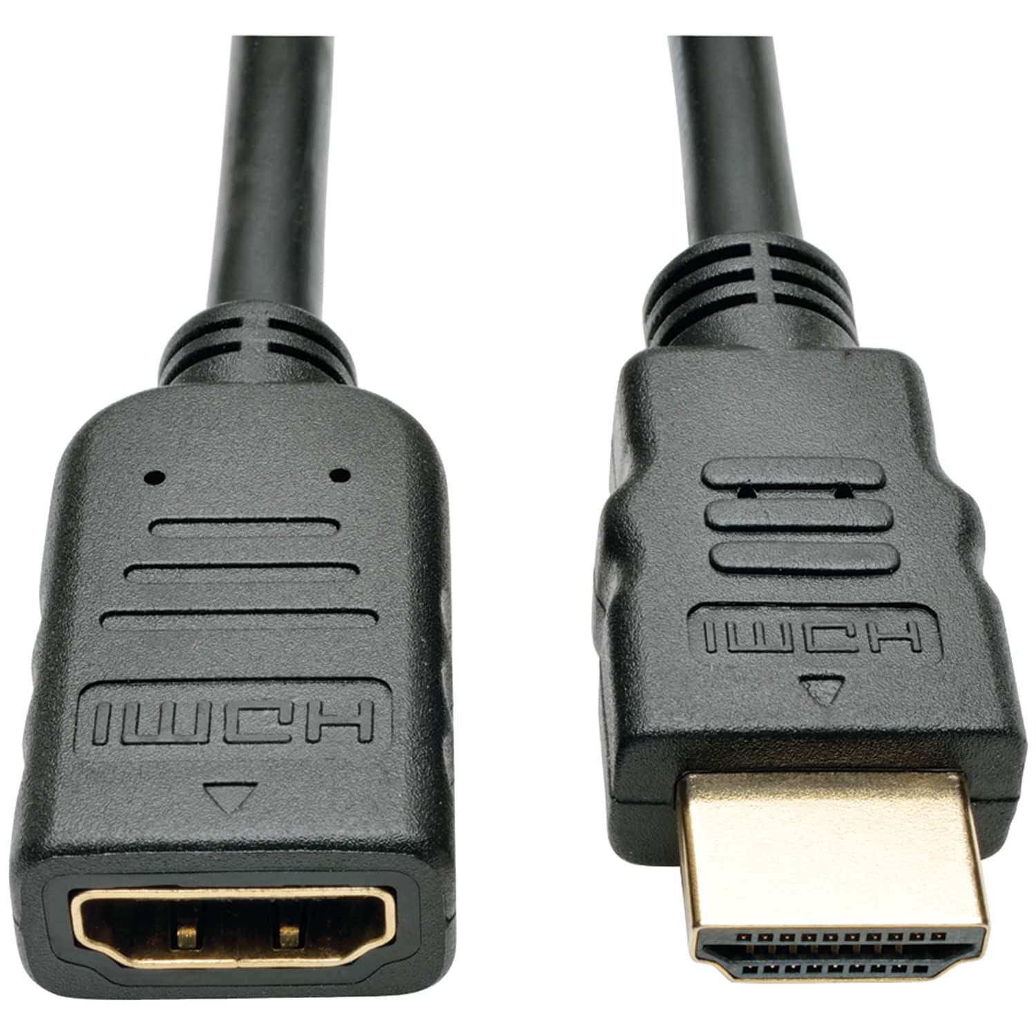 Front. Tripp Lite - 4K 30Hz HDMI Male/Female High-Speed Extension Cable with Ethernet, 6 Ft, Model P569-006-MF - Black.