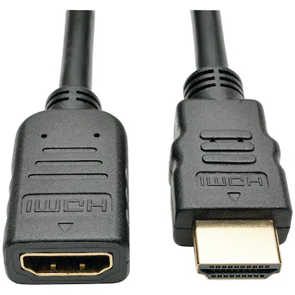 Front. Tripp Lite - 4K 30Hz HDMI Male/Female High-Speed Extension Cable with Ethernet, 6 Ft, Model P569-006-MF - Black.