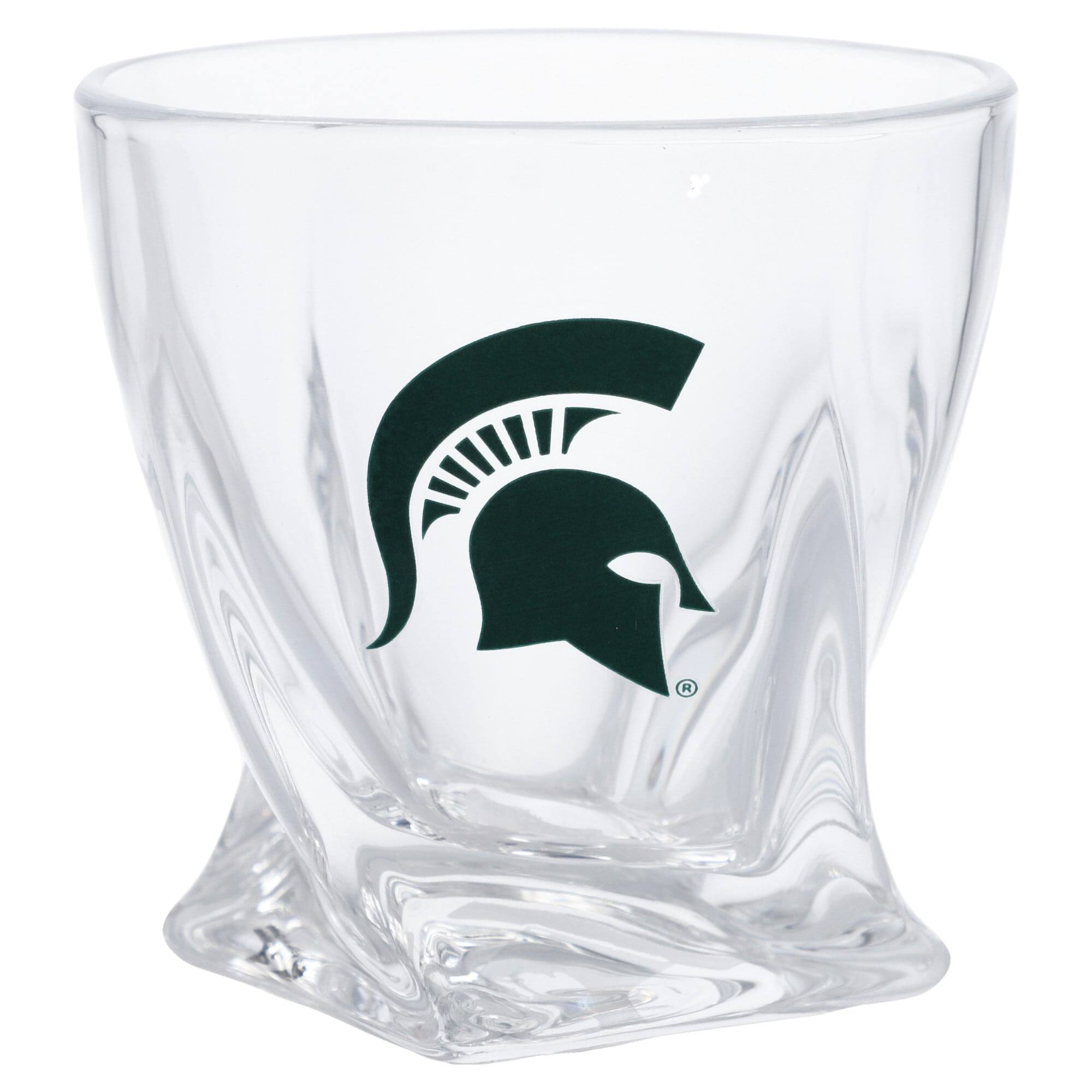 Front. The Memory Company - Michigan State Spartans 11oz. Logo Curved Rocks Glass - Multicolor.