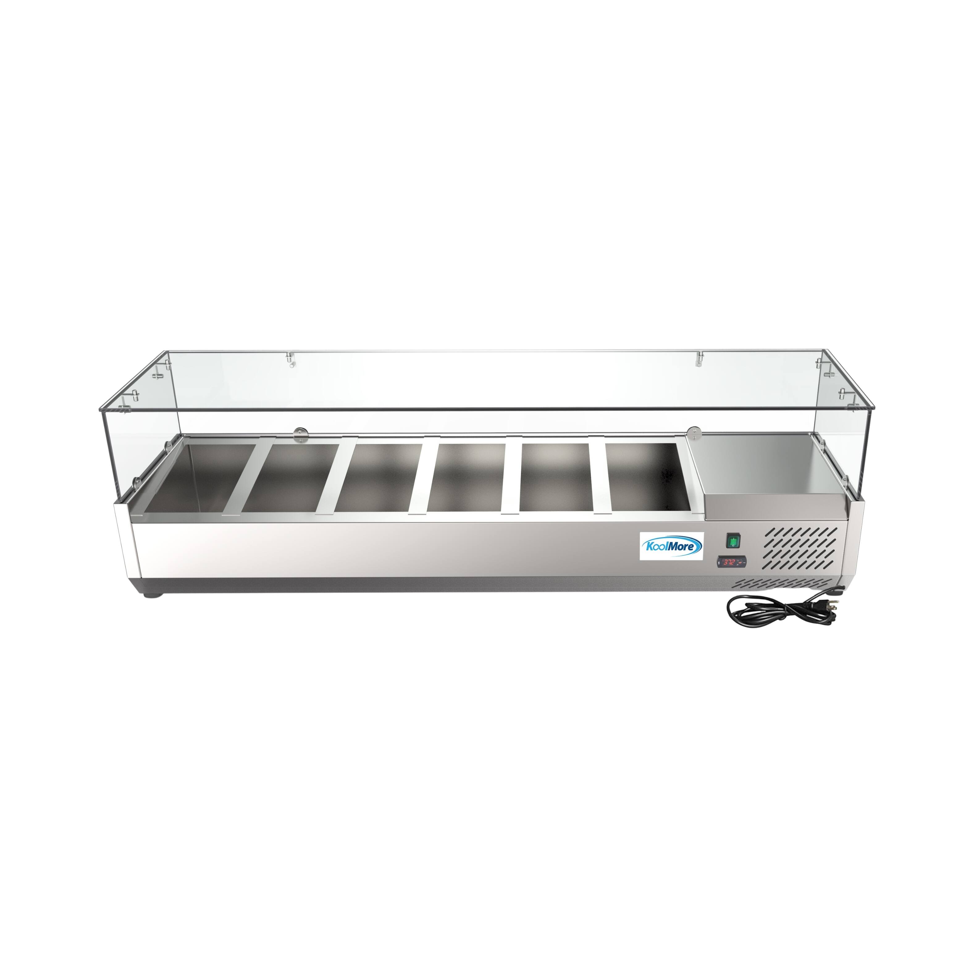 Alt View 2. Koolmore - 59 in. Six Pan Refrigerated Countertop Condiment Prep Station - SCDC-6P-SG - Stainless-Steel.