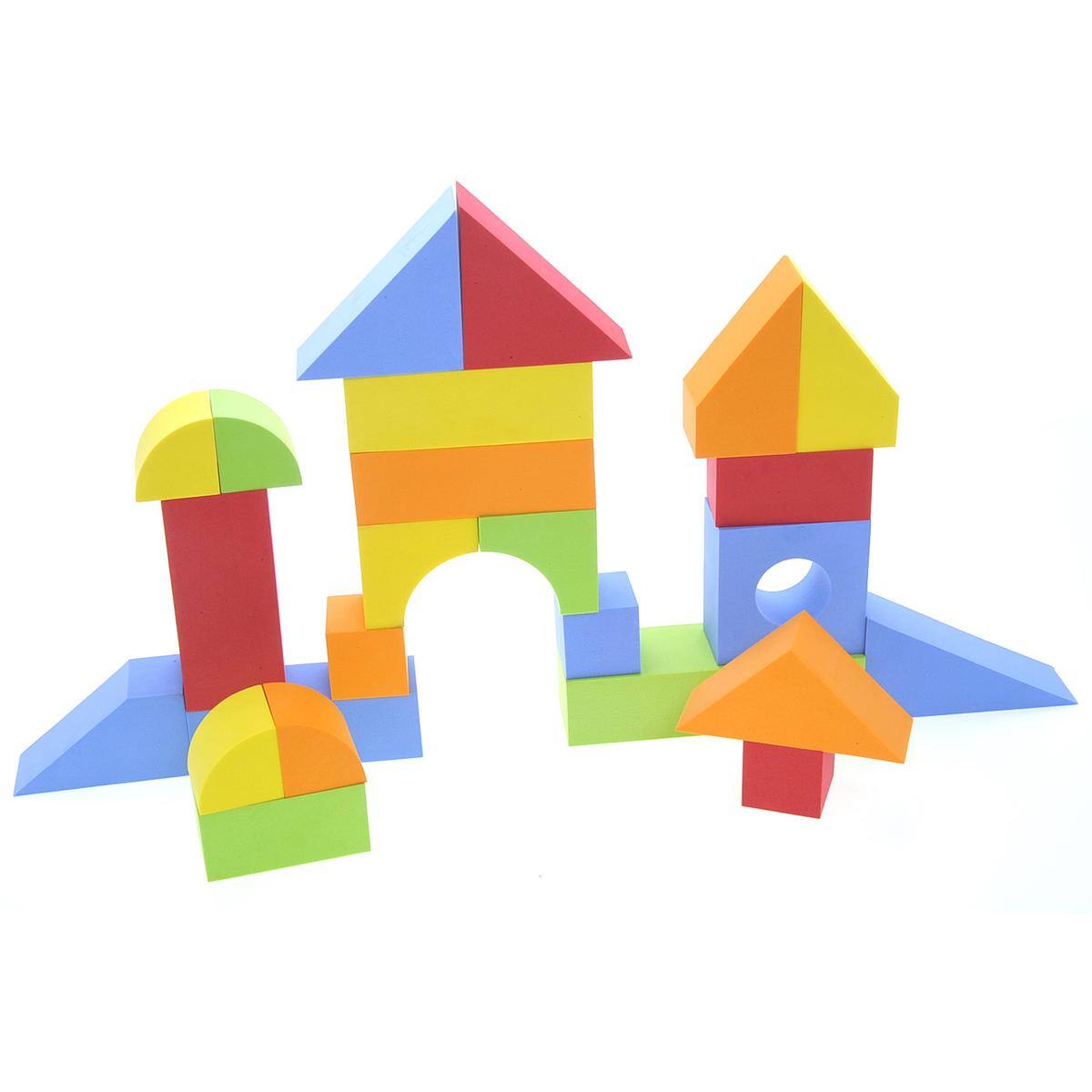 Back. JuzToys - 131 Pcs Educational EVA Foam Building Blocks, Soft Stacking Blocks, Baby Bath Foam Toy Set, Early Learning Construction - Multicolored.