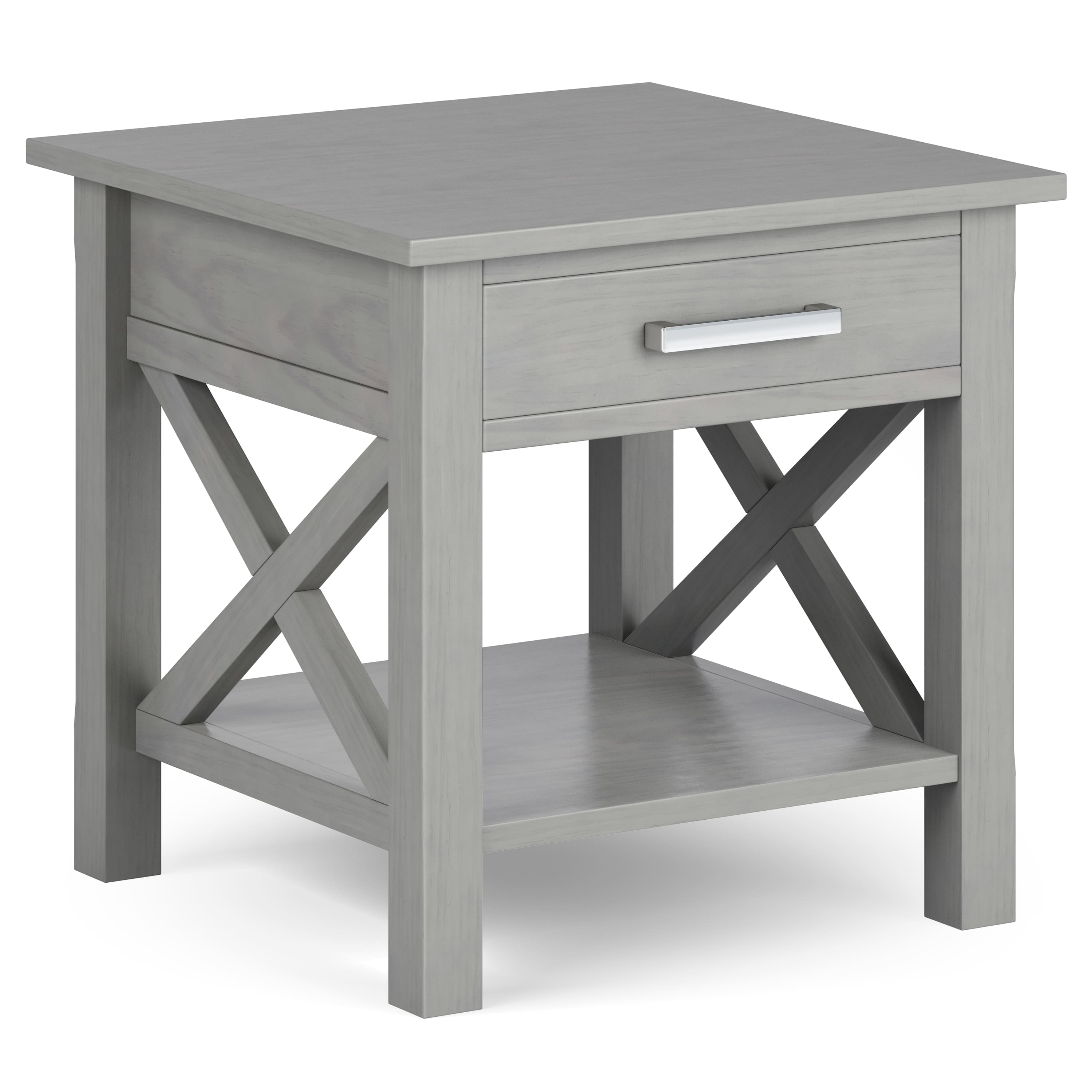 Front. Simpli Home - Kitchener End Table - Fog Grey.