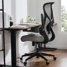 Kadyn - 48" Tall Ergonomic Mesh Computer Chair - Flip-up Armrests & Lumbar Support Chair for Home Office - Gray