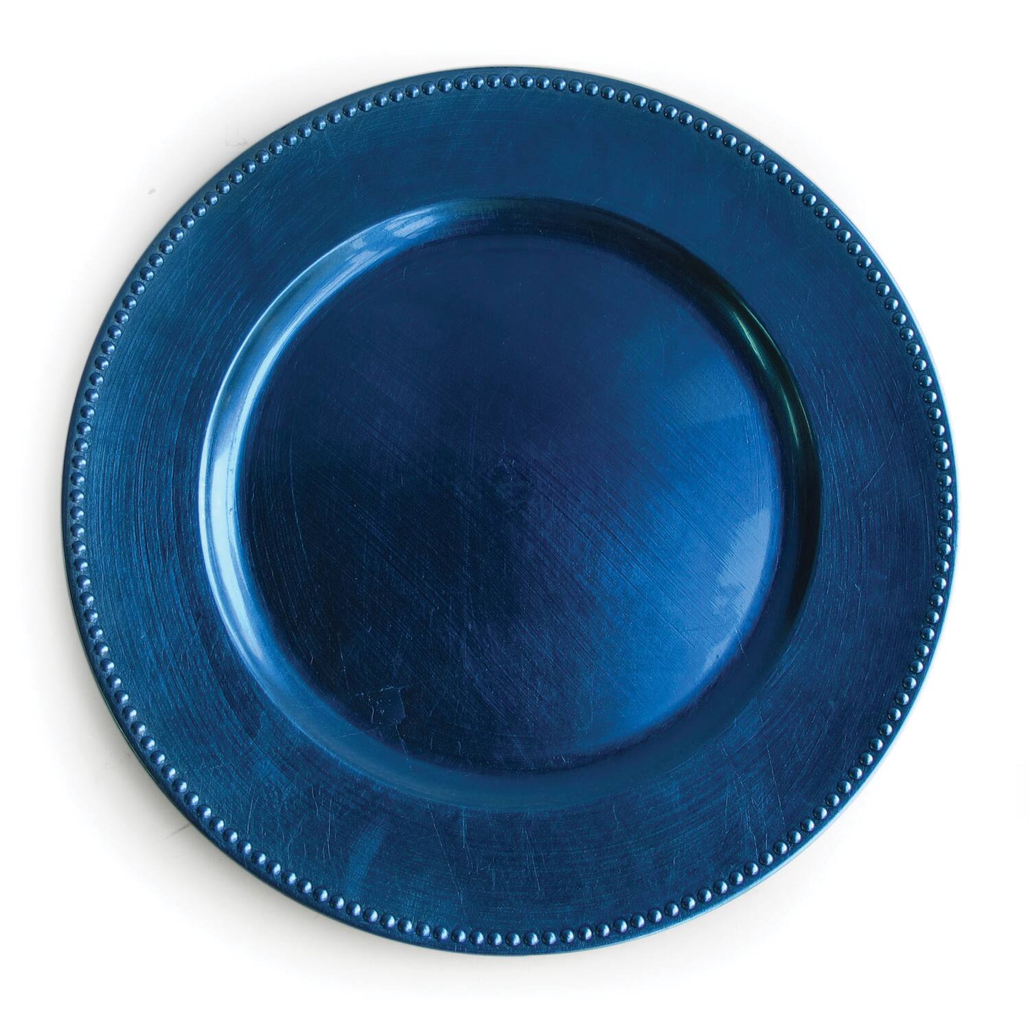 Angle. American Atelier - Set of 12 Royal Blue Beaded Charger Plate 13"D - Blue.
