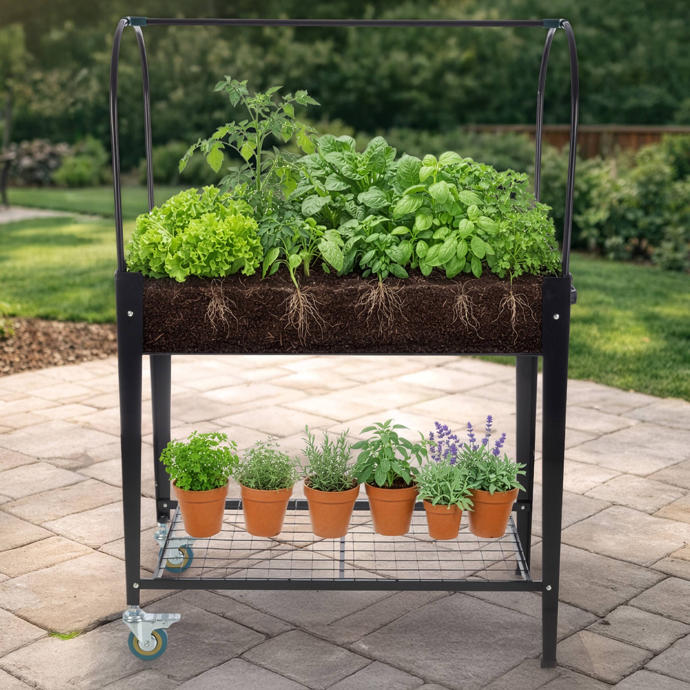 Alt View 6. Pure Garden - Raised Garden Bed with Cover 31.5”x15.75”x47.25” Metal Elevated Planter Box for Growing Flowers, Vegetables, or Herbs.