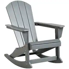 Outsunny - Rocking Chair, HDPE Adirondack Porch Rocker Chair for Garden, Patio - Light Gray